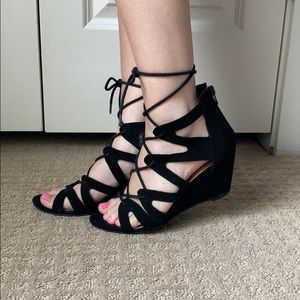 Charlotte Russe Black Gladiator Wedge Sandals